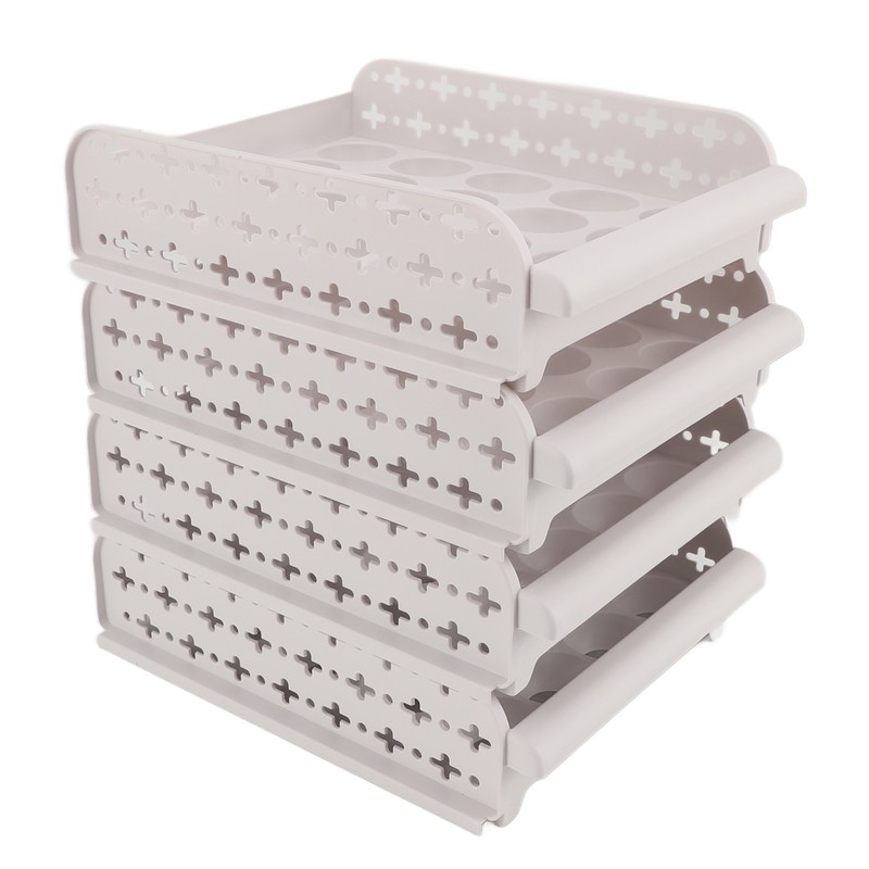 4PCS Egg Container for Refrigerator PP Stackable Shockproof Egg Drawer