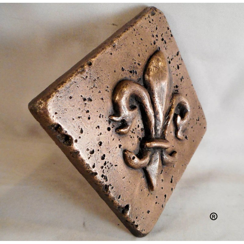 METAL TILE ARTS MANUFACTURING Bronze Fleur d' Lis Diagonal 4"X4"