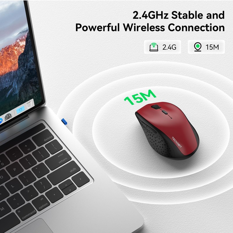 TECKNET Kabellose Maus, 4800 DPI 2.4G Funkmaus mit USB Empfänger,