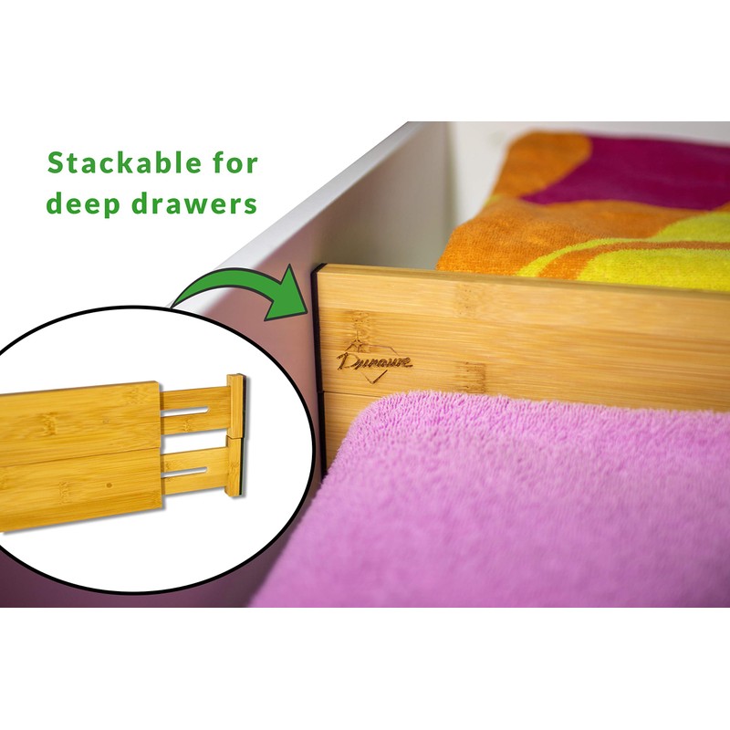 Durawe Company Adjustable Bamboo Drawer Dividers Organizers Expandable (12-16") Kitchen