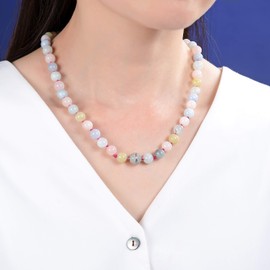 Fukugems Natural Stone Necklace for Women Men Gemstone Beads Chain Birthstone Chain, Gemstone, Pearl