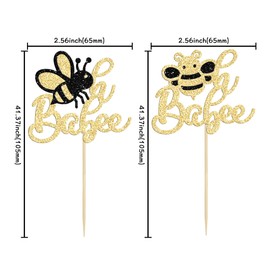 24 piezas de decoración para magdalenas de abejorro con purpurina Oh Babee, palillos para magdalenas Oh Baby cupcake decoraciones para fiestas de cumpleaños infantiles