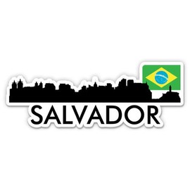 Squiddy Salvador Brazil City Skyline Country Flag - Vinyl Sticker (8" Wide)