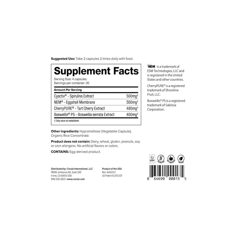 Cerule Cyactiv Spirulina Support Supplement – Natural Joint and Muscle