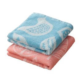 Kosugizen Mini Bath Towel, Nordic Jacquard, Matoka, Pink & Blue, 19.7 x 39.4 inches (50 x 100 cm), Small Size Bath Towel, Daily Use, 2-Piece Set, SV-4621-2