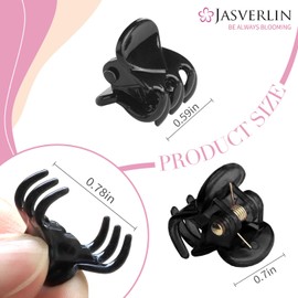 JASVERLIN Mini Hair Clips Black, Non-Slip Small Hair Claw Clips Plastic Short Hair Accessories for Women Girls 50 pcs (Black)