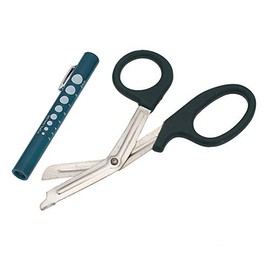 SURGICAL ONLINE Pupil Gauge LED Penlight with Bandage Scissors Matching Set for Doctor, Nurse, EMS, Medical Student, First Responder EMT Trauma Shears + Disposable Penlight - Many Color Choices