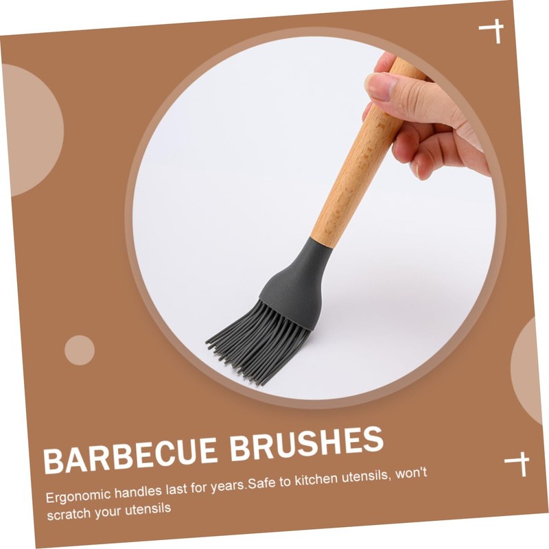 Mipcase 2sets Pastry Brush with Wooden Handle High Temperature Resistant