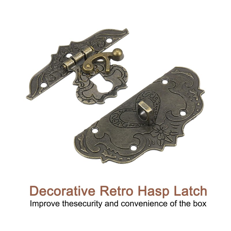 sourcing map Hasp Clasp Latch Lock, 76 x 56mm Decorative