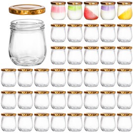 WRINGKIT 40 Pack Glass Mason Jars, 6 Oz Small Jam Canning Jars with Airtight Lids, Clear Mason Spice Jars for Pudding, Jelly, Honey, Sauces, Yogurt