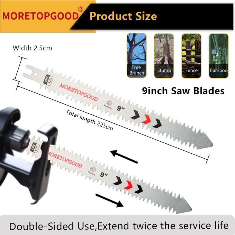 MORETOPGOOD Double-Sided Reciprocating Saw Blade,9 Inch Wood Pruning Japanese Teeth