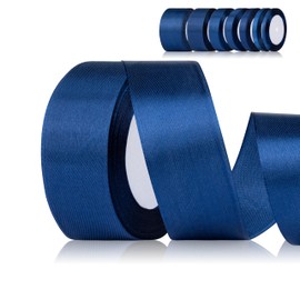 Fyshird Satin Ribbon Blue 40 mm x 22 m Gift Ribbon Wide Dark Blue Ribbon Wedding Polyester Navy Ribbons for Crafts Decorative Ribbon for Balloons Gift Packaging Birthday DIY