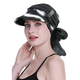 Newsboy - Gorra para mujer, con bufandas, pérdida de cabello, disponible todo el año, Negro Blanco, One Size