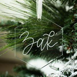 UNIQOOO 2.75" Clear Hexagon Acrylic Christmas Ornament, DIY Blank Christmas Bauble Tree Decoration, Stocking Name Tag, Tags, Momento, 4mm Extra Thick, 20 Pack