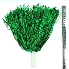Cheerleading Pom Poms Metallic Foil Plastic 12Pcs Pom Poms with Baton Handle for Game Sports Squads Dancing Party Club Spirit Sports Stage Performance Celebration (Green)