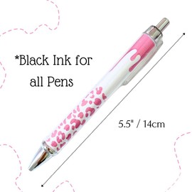 Cheetah Dripping Pens 8PC - Black Ballpoint Pens for Home & Office - Cool Cheetah Print design for School & Work - Fun Office Supplies, Stylish Girly Gifts, Trendy Leopard Safari Animal Pattern
