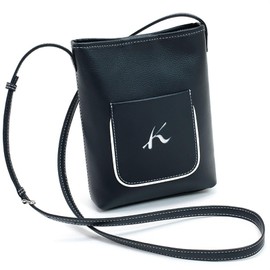 Kitamura Y-1321 External Pocket Crossbody Shoulder Bag with K Mark, Dark Blue/White [Navy] 10901