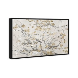 The Oliver Gal Artist Co. Classic and Figurative Framed Wall Art Canvas Prints 'Van Gogh Blossoms Inspiration Light' Impressionism Home Décor, 24" x 16", Gold, Gray