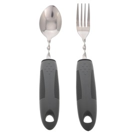 TOVINANNA Elderly Care Cutlery Set Weighted Silverware Fork and Spoon for Anti-tremor Camping Stainless Steel Set of 2