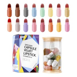 Pset De 16 Piezas De Pintalabios, Mini Lápiz Labial Rojo,