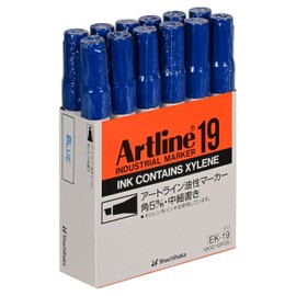 Artline Ek-19 2.0mm -5.0mm Chisel Style Acrylic Fibre Nib Marker - Blue