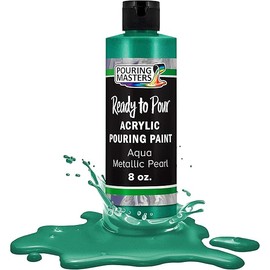 Pouring Masters Aqua Metallic Pearl Acrylic Ready to Pour Pouring Paint – Premium 8-Ounce Pre-Mixed Water-Based - for Canvas, Wood, Paper, Crafts, Tile, Rocks and More