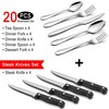 LIANYU 24-Piece Silverware Set with Steak Knives, Stainless Steel Flatware