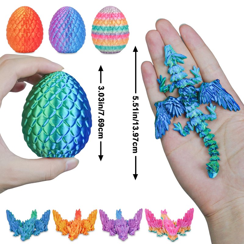 Olee Odee 4PCS Dragon Eggs with Mini Dragon Inside 3D