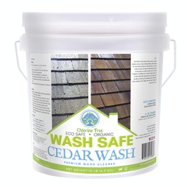 Wash Safe™ CEDAR WASH | Eco-Safe and Organic Wood Cleaner | Clear, Bleach-Free Powder Concentrate | Clean Cedar Shakes, Shingles, Clapboard, Decks, Beams and Wood Surfaces, 3LB.