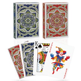 Metsyth Playing Cards 2 Pack Deck of Cards,Standard Poker Cards Professional Set,Fun Card Games for Adults and Kids,Easy Shuffle Unique Design Cards for Pinochle,Bridge,Go Fish,Cartas (Blue/Red)