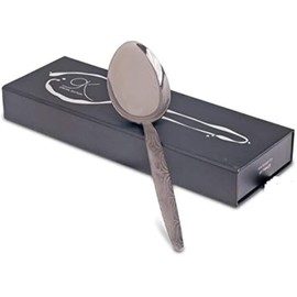 BNAZIND Gray Kunz Spoon | Special Edition Damascus Pattern | 18/10 Stainless Steel Plating Spoon | 9 Inch Basting Spoon | Quenelle Chef Spoon |Cooking Utensils Spoon | Dinner Serving Spoon, BNZ-SP015