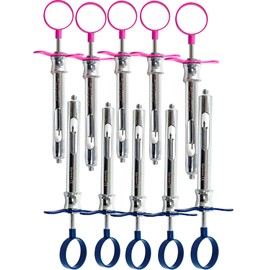 1.8mL Dental Anesthetic Syringe, 10 Count - Dark Blue & Pink Colored Handle, Self-Aspirating with Arrow Plunger - German Stainless CE