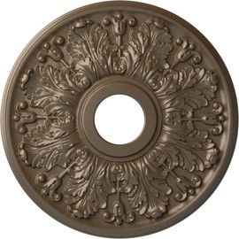 Ekena Millwork CM16APWSS Apollo Ceiling Medallion, 16 1/2"OD x 3 5/8"ID x 1 1/8"P, Hand-Painted Warm Silver