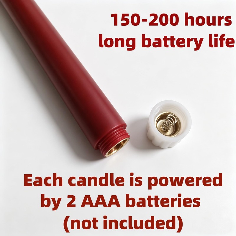 Burgundy Flameless Taper Candles with Remote, LED Candlesticks Set of