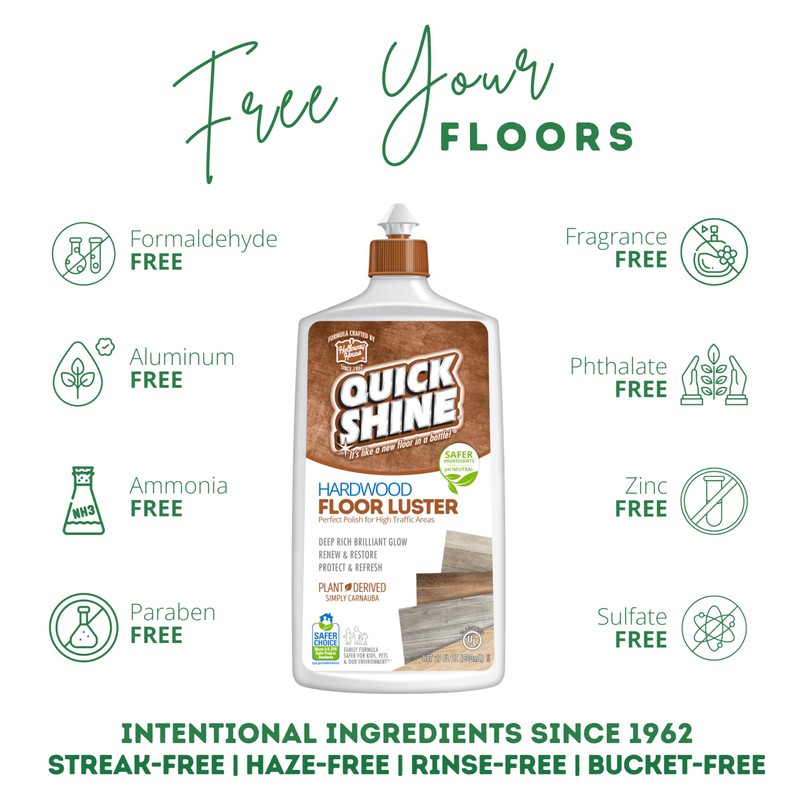 Quick Shine Hardwood Floor Luster-Polish 27oz | Plant-Derived w/Carnauba |