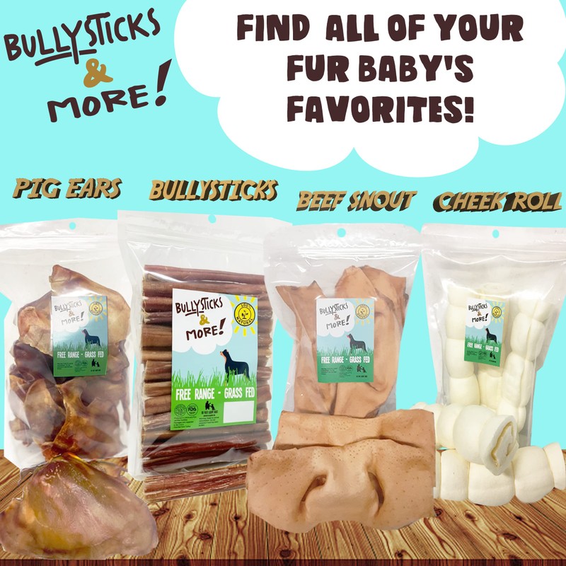 BULLYSTICKS & MORE 8-10 Inch Smoked Beef Cheek Snouts for