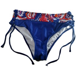Unbranded Women's Large Bikini Bottoms Stringy Sides Lined Blue Multicolor Floral Design