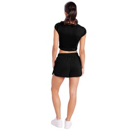 The Year Without Santa Claus Hot Stuff Women's Cap Sleeve Baby Rib Crop Top, Black, X-Large