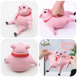 Squishy Pig, Squeeze Pink Pig Antistress Toy Rebound Deformation Anxiety Relief Toy Decompression Toy for Children Adult Birthday Gift (Large)