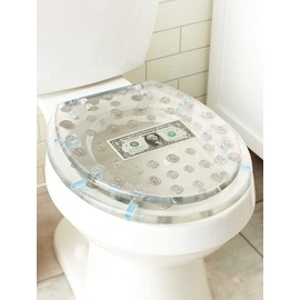 Heavy-duty Comfort toilet round seat with fake coins,1 dollar bill | Acrylic Cover (Dollar (Round) 17 Inch)