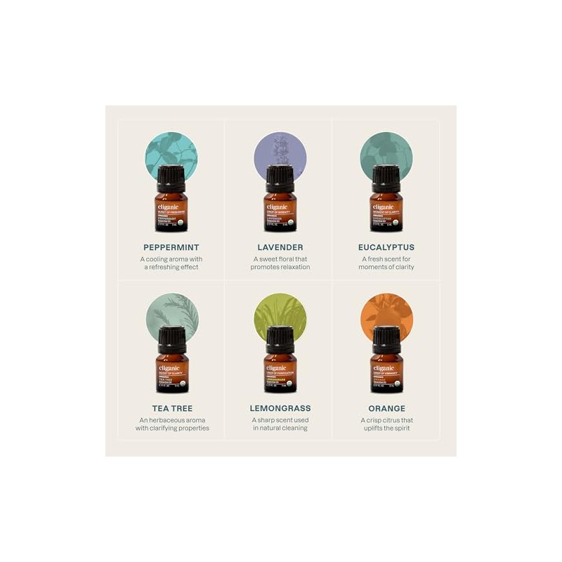 Cliganic Set de 6 Aceites Esenciales Orgánicos The Essentials 15