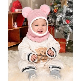 Camptrace Baby Toddler Winter Hat Scarf Set Pom Girls Boys Kids with Fleece Lined Beanie Snow Hat Hood