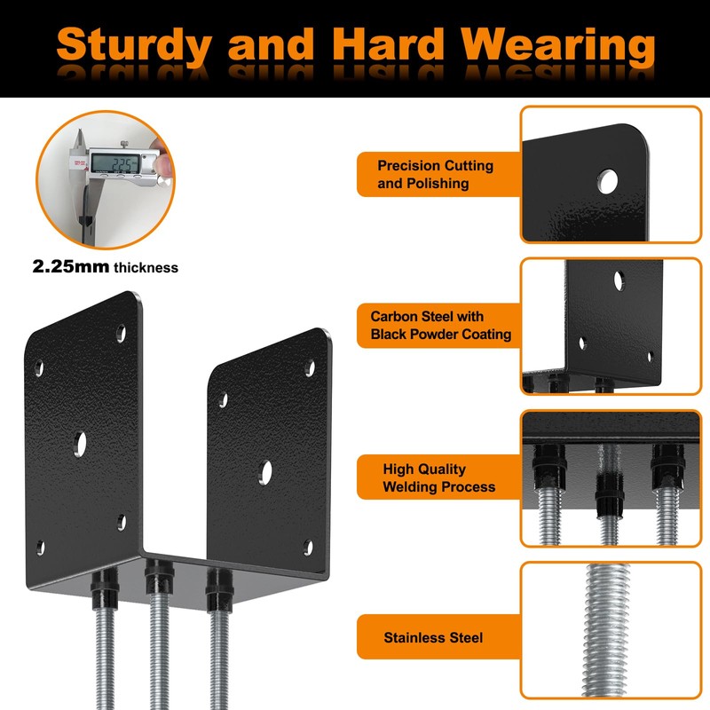 FMhotu 4x4 Concrete Post Base(2 PCS), Deck Post Base Holder