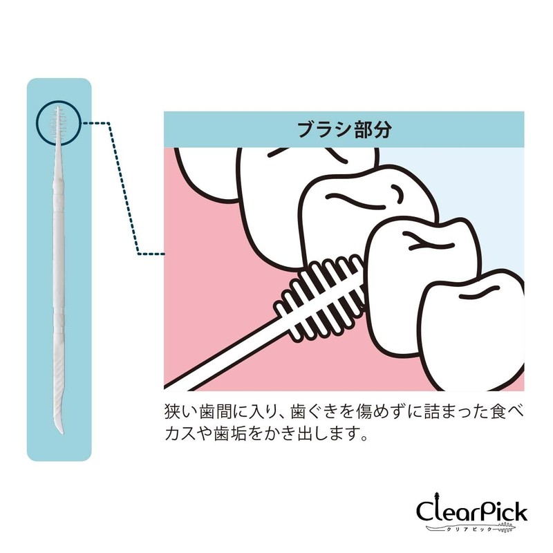 Okina Clear Pick (Interdental Brush & Toothpick, 2-way) (Individual Packaging,