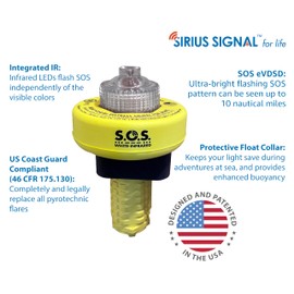 Sirius Signal C-1004 SOS LED Distress Signal - White & Infrared, USCG Approved, Includes Display Mount, Storage Mount, Daytime Flag & Whistle
