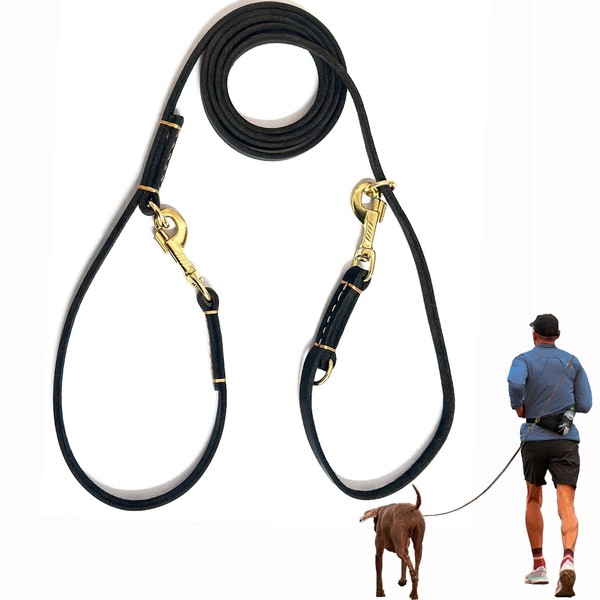 Multi-Function Leather Dog Leash 8 ft for Small-Medium Dogs,Hands Free