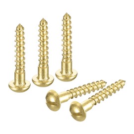 QUARKZMAN Wood Screws M2 x 12 mm Slotted Round Head Brass Self Tapping Screw Woodworking Screw Pack of 60