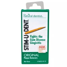 The Natural Dentist 144/Pkg Stim-U-Dent Original Toothpicks, Plaque Remover Wooden Picks, Mint