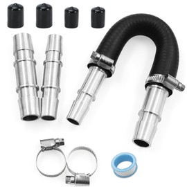 626-001 Kit de derivación de núcleo de calentador de motor de aluminio con manguera de 5/8 pulgadas de 3/4 pulgadas para la mayoría de mangueras de calentador comunes (con cinta de sellado y tapa)