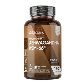 Ashwagandha KSM-66-1500 mg Ashwagandha Extract Daily - 5% Withanolide - 6 Months Supply with 180 Vegan Tablets - 1 Tablet Daily - Indian Ginseng - Withania Somnifera by WeightWorld